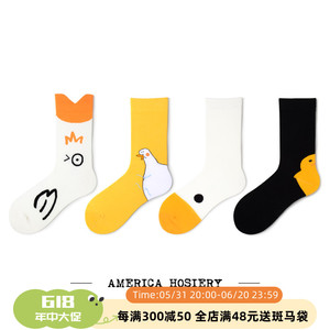 卡通小鸭袜子女可爱日系夏季情侣中筒袜潮ins创意个性搞怪款长袜