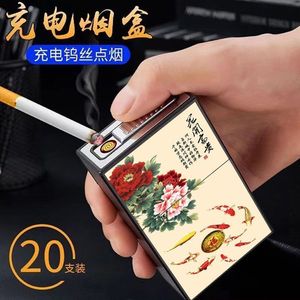 彩绘充电烟盒打火机一体抗压防潮软硬包通用私人个性创意高级烟壳