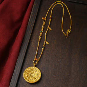 00道在人心淘宝藏式黄金利马铜九宫八卦牌纯金吊坠利玛合金腰挂件本