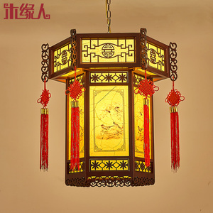 中式灯笼吊灯实木六角宫灯仿古火锅店餐饮店宴会厅阳台走廊过道灯