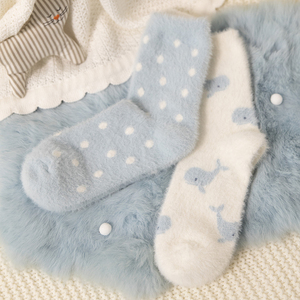 caramella地板袜子女秋冬季中筒袜ins潮保暖加厚珊瑚绒家居睡眠袜
