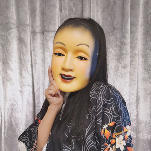 孙次郎面具蛭子日本能剧鬼首小丑树脂万圣节喜剧抖音搞怪全脸道具