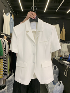 白色韩国东大门洋气时髦西装外套夏季短袖女士防晒薄款2023上衣潮