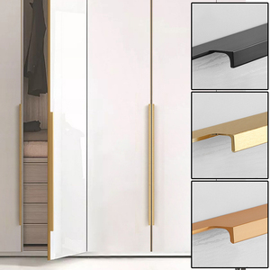 f款免开槽隐形衣柜门加长拉手橱柜抽屉封边f型铝合金一门到顶把手