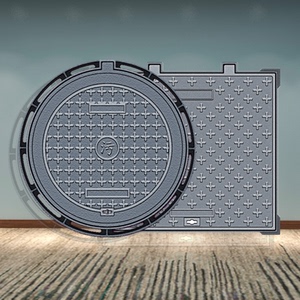 铸铁圆形窨井盖强弱电路灯检修口电信电力雨污市政化粪池防臭盖板