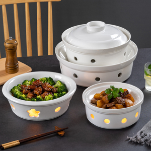 中式酒店餐具蜡烛可以加热盘子陶瓷保温炉盘带盖大号家用干锅鱼盘