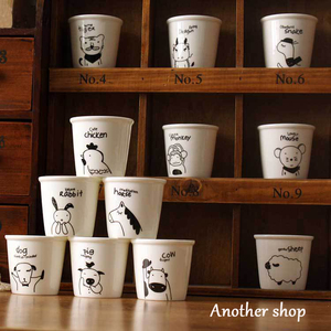 十二生肖陶瓷茶杯小纸杯12卡通陶瓷水杯多肉花盆礼品杯