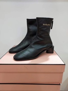 [折]Acne studios经典羊皮靴拉链方跟袜靴短筒靴子 娃妞香港代