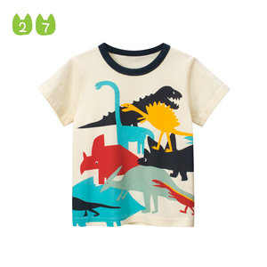27kid童装夏季男童短袖T恤儿童半袖纯棉衣服恐龙图案卡通男宝上衣