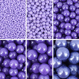 紫色糖珠蛋糕装饰彩糖银珠糖可食用紫珠珍珠糖小糖珠烘焙装饰500g