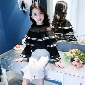 六岁女童秋季衬衫2018新款韩版7网格拼接8洋气小女孩9衣服小孩10