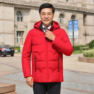 冬季中年男士加厚保暖棉衣外套爸爸装中老年人本命年红色棉袄冬装