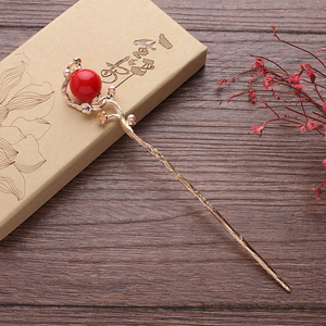 汉服古装枝条法杖古风名族风头饰盘发合金盘发簪子法棍简约发簪