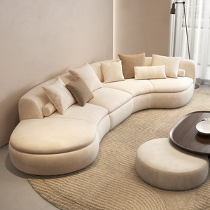 纳威奶油风豌豆弧形布艺沙发意式轻奢简约现代客厅2023年网红新款