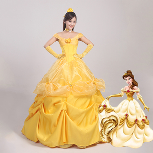 cosplay服装大人迪士尼动漫美女与野兽贝儿公主裙子成年t045-2D