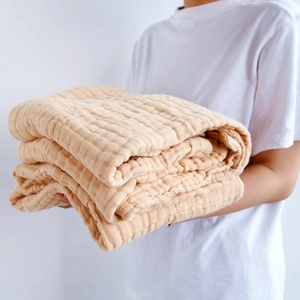 六层彩棉纱布被宝宝口水巾婴儿浴巾超柔吸水全棉包裹巾 无染色A类