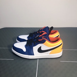aj1airjordan1low乔丹湖人休闲运动低帮系带板鞋黄蓝男553558-123