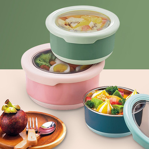 汤碗保鲜盒食品级冰箱不锈钢密封小饭盒碗餐盒便当盒汤盒迷你圆形