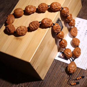 鸿木斋橄榄核雕刻单面十八罗汉陈深手链wg01