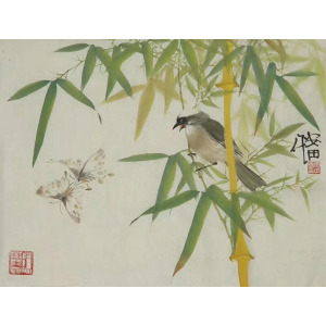 竹子画美术作品手绘代画国画深圳大芬村画客厅定制成品字画