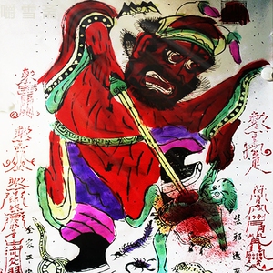 钟馗踩蛇画像判官像钟馗捉鬼天师鈡馗挂相道士杀鬼图神像镇宅辟邪