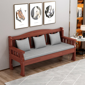 实木沙发椅出租房小户型客厅组合木沙发现代简约三人位木质沙发椅