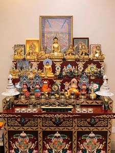 实木手绘三层佛龛供台密宗 藏式佛柜 佛台供佛供桌神台家用经济型