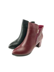 轩美诗新款女鞋专柜正品短靴优雅牛皮毛绒拉链橡胶底舒适2511清仓