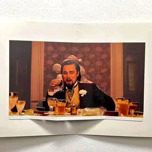 3d立体贺卡小李子举杯搞怪表情包物理gif图祝福卡片钢琴猫diy贺卡