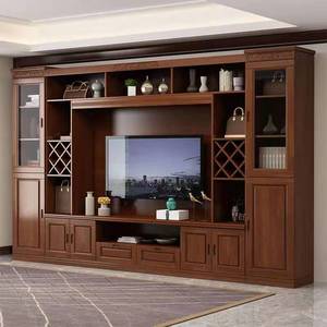 实木电视柜一体组合墙柜现代简约客厅高柜影视柜多功能酒柜储物柜