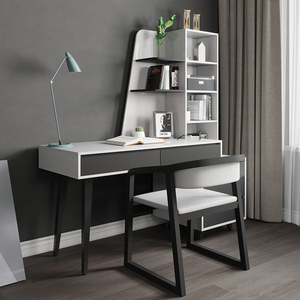 书桌书架一体组合卧室电脑桌书柜现代简约北欧风小户型家用家具