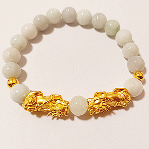 足金999纯黄金皮丘硬金貔貅手串转运珠招财男女情侣款翡翠玉手链