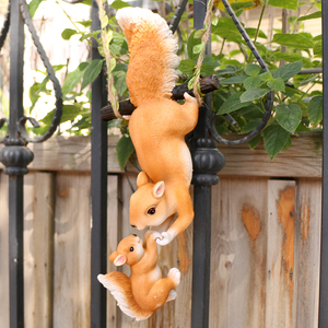仿真小松鼠摆件庭院户外动物壁挂秋千花园阳台幼儿园树上装饰挂件
