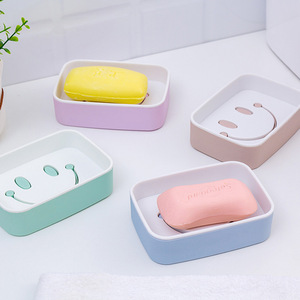 沥水肥皂盒家用北欧创意笑脸双层大号皂架塑料双层香皂盒卫生间