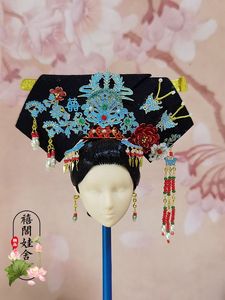 可儿/ob27/心怡娃娃古装清朝点翠串珠大拉翅头饰旗头-9.8上新