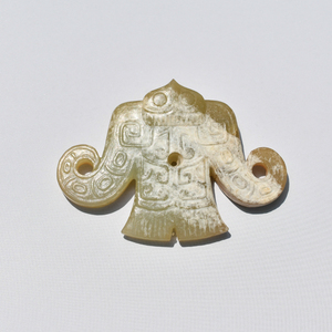 子韵古玉商代和田玉双面雕玄鸟玉佩吊坠原石籽玉中原古董玉雕老玉