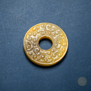 春秋和田玉双面雕云气纹龙纹玉璧玉瑗玉环籽料原石籽玉老玉小吊坠