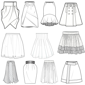 服装款式图女装半身裙a字群百褶裙短裙款式图款式设计临摹素材图