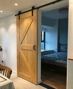 北欧实木谷仓门卫生间带锁移门复古工业风原木隔断吊轨推拉门定制