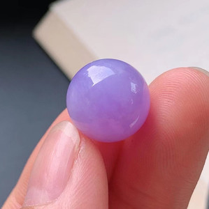 天然缅甸老坑a货翡翠紫罗兰珠子单颗紫色圆珠散珠diy手链玉石项链