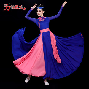 蒙古舞蹈演出服服装女蒙古袍蒙族服族舞蹈服练习裙女款2024新款