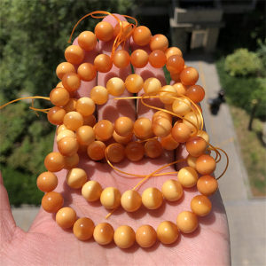 天然缅黄玉手链 缅甸黄玉单圈 高玉化半盆收藏色男女时尚手串饰品