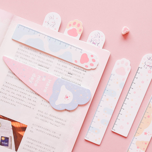 y轴 可爱直尺少女心木尺卡通异形尺书签猫爪手账尺多功能测量尺子