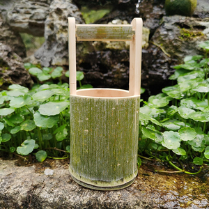 天然纯手工手提竹水桶幼儿园小孩玩具游戏过家家表演道具插花竹筒