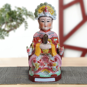 骊山无极无生老母斗姥神仙古彩陶瓷神像泰山奶奶碧霞元君凤冠老母