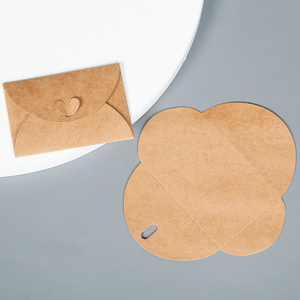 爱心扣珠光纸信封心形扣牛皮纸封套会员卡套定制可烫金加印logo