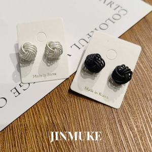 JINMUKE韩国饰品进口耳饰毛线环绕球球小巧耳钉