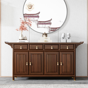 新中式玄关柜乌金木实木餐边柜门厅入户靠墙装饰柜中堂供桌储物柜