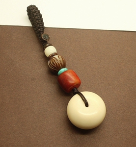 天然象牙果平安扣汽车钥匙扣简约钥匙挂件男女百搭包包挂饰小清新