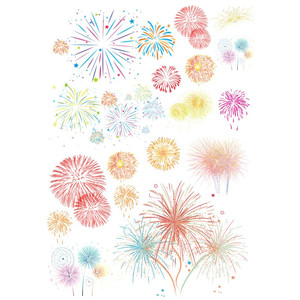 【未裁剪】水彩烟花 自制不防水手帐贴纸a4和纸不干胶打印